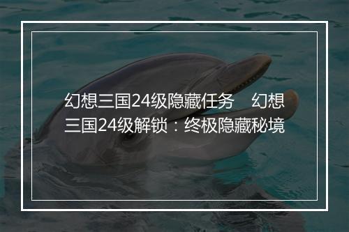 幻想三国24级隐藏任务　幻想三国24级解锁：终极隐藏秘境